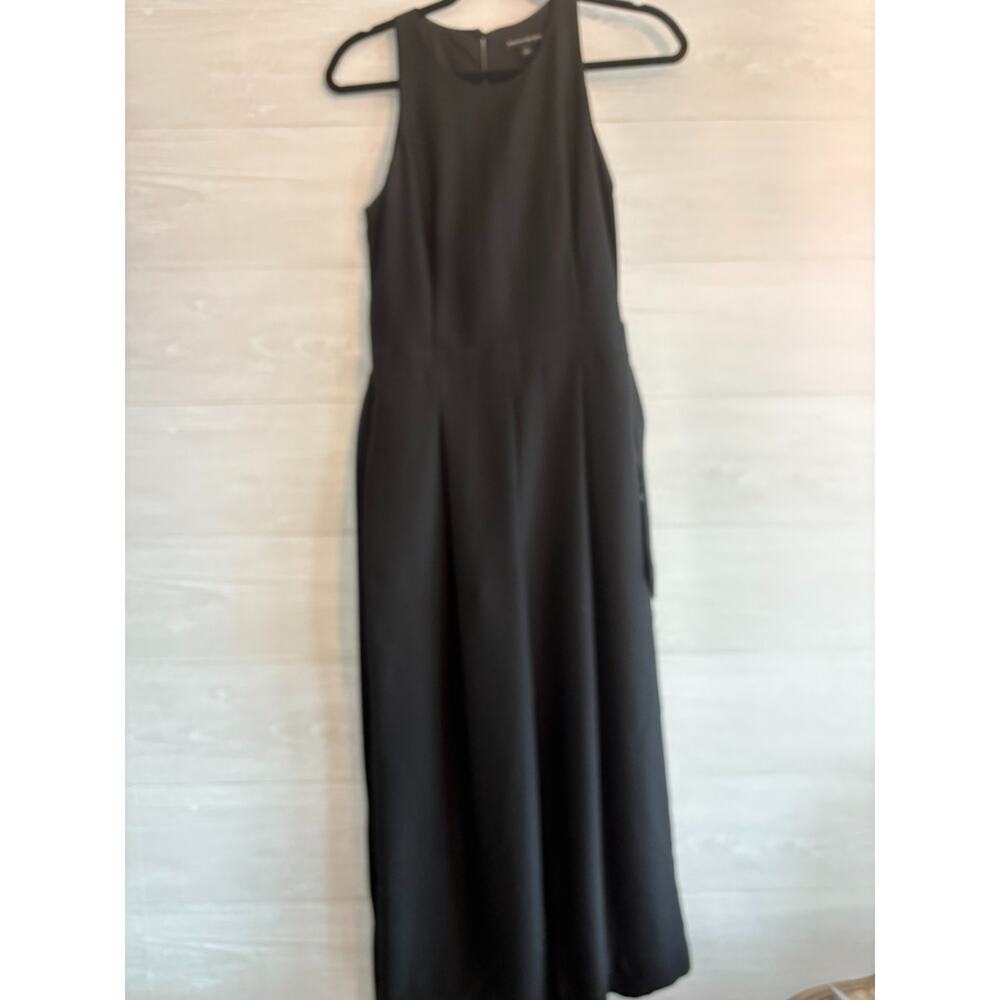 Banana Republic Black Crepe Halter Top Jumpsuit Super Wide Legs Pockets 0